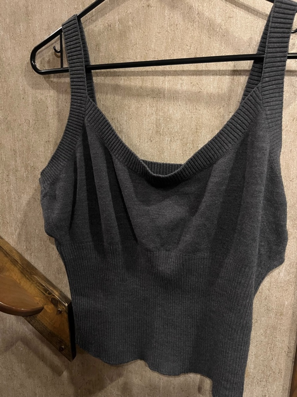 Frankie's Bikinis Charcoal Gray Ribbed Knit Tank
